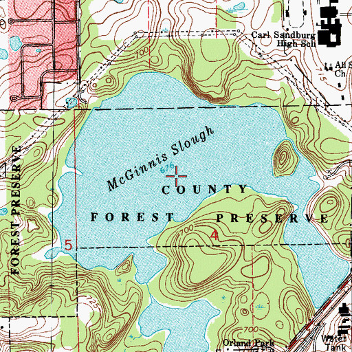 Topographic Map of McGinnis Slough, IL