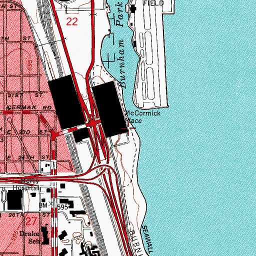 Topographic Map of Burnham Park Yacht Club (historical), IL