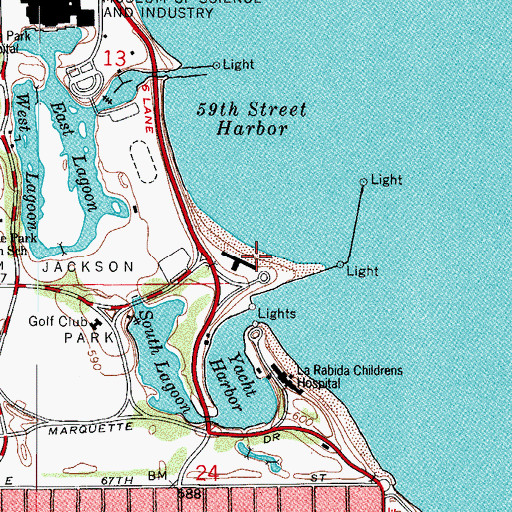 Topographic Map of Jackson Park Beach, IL