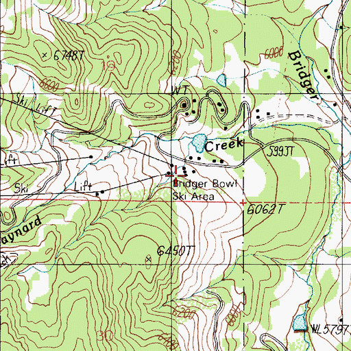 Topographic Map of Flippers Ski Trail, MT