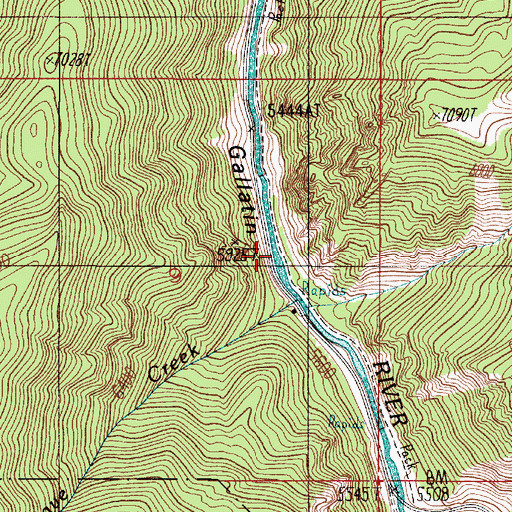 Topographic Map of Old Trail Bridge (historical), MT