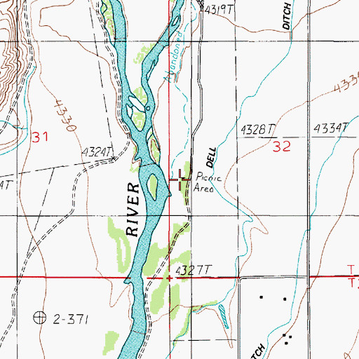 Topographic Map of Greycliff Campground, MT