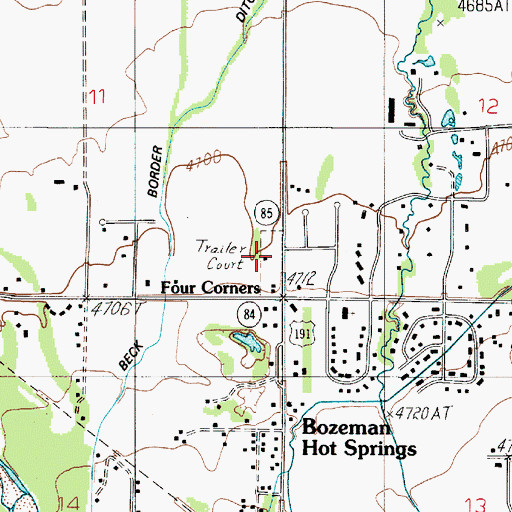 Topographic Map of Korner Kourt, MT