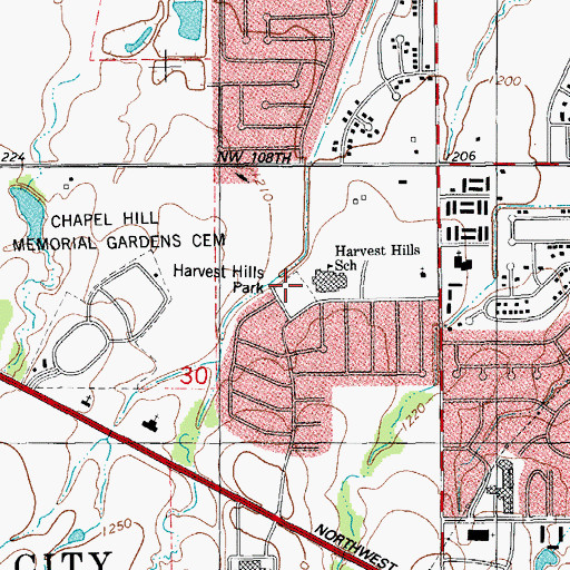 Topographic Map of Harvest Hills Park, OK
