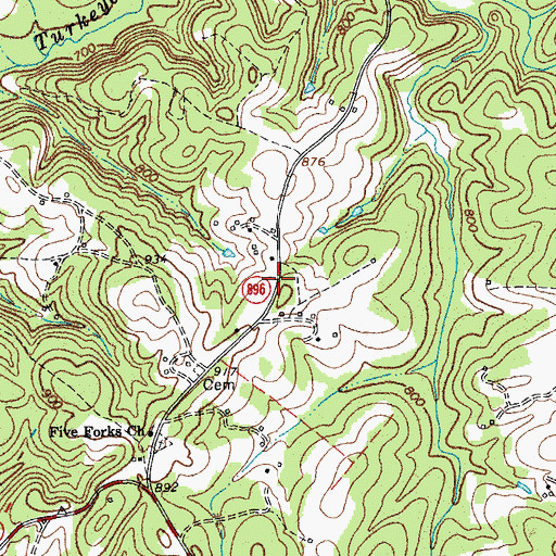 Topographic Map of Five Forks School (historical), VA