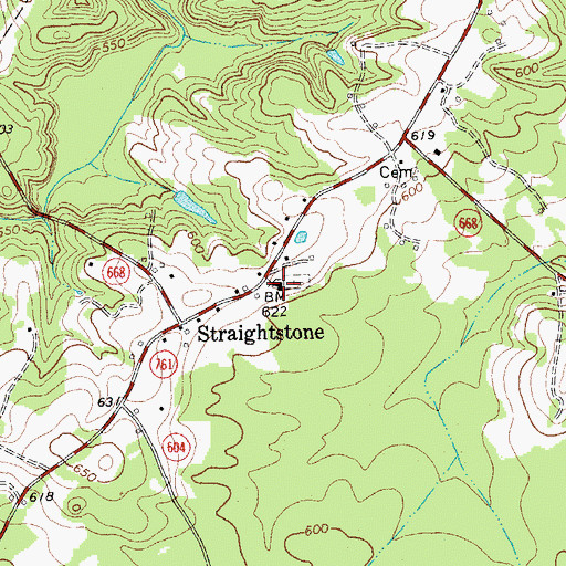 Topographic Map of Straightstone Baptist Church, VA