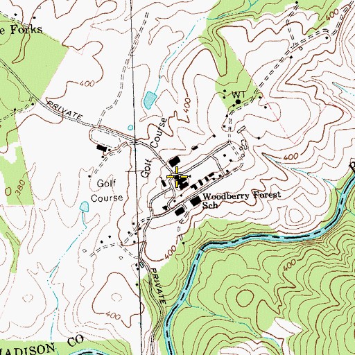 Topographic Map of Woodberry Forest Plantation (historical), VA