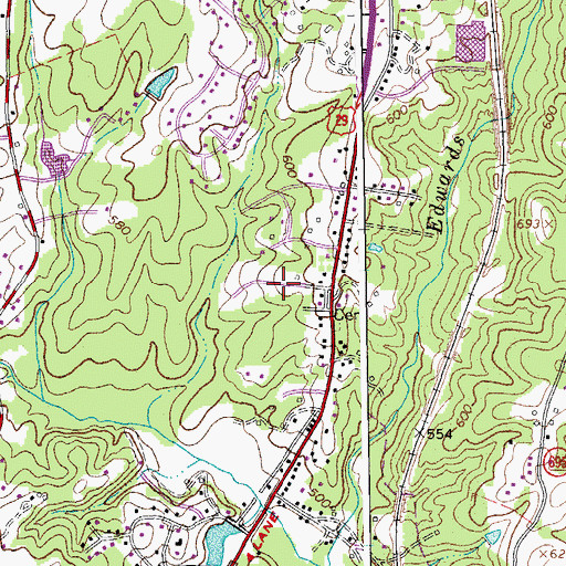 Topographic Map of Lumpkin Forest, VA