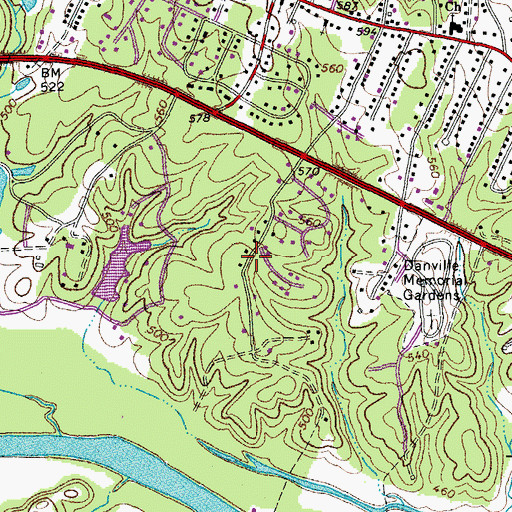 Topographic Map of Oak Hills, VA