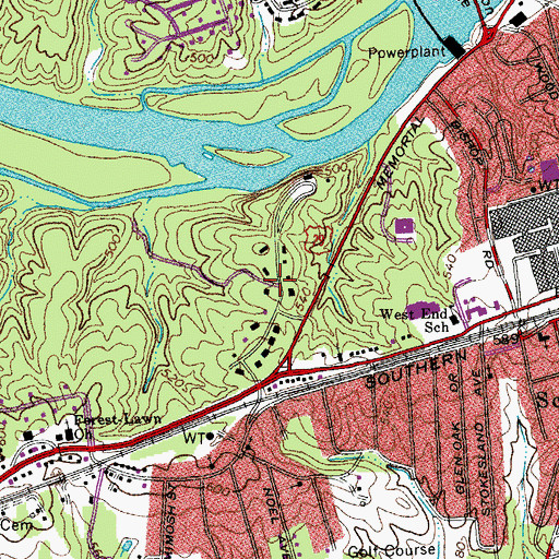 Topographic Map of Country Club West, VA