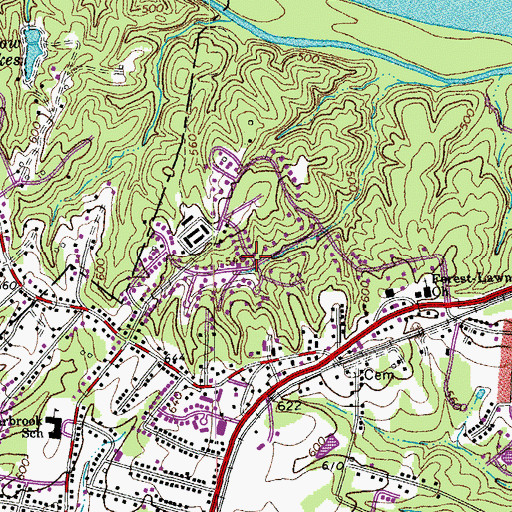 Topographic Map of Wedgewood, VA