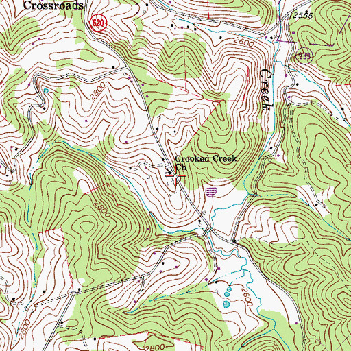 Topographic Map of Crooked Creek Cemetery, VA