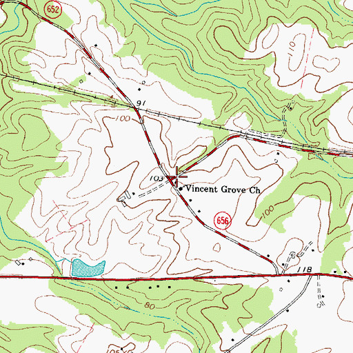 Topographic Map of Vincent Grove, VA