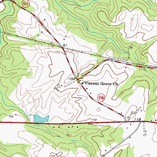 Topographic Map of Vincent Grove, VA