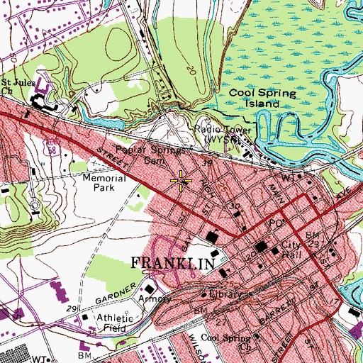 Topographic Map of Franklin Presbyterian Church, VA