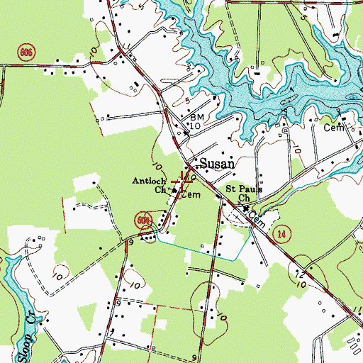 Topographic Map of Antioch Cemetery, VA