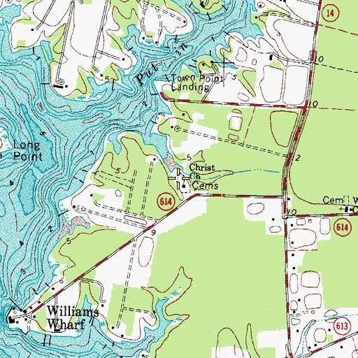 Topographic Map of Christ Church Cemetery, VA