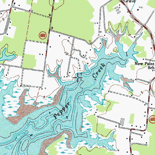 Topographic Map of Davis Creek Landing, VA