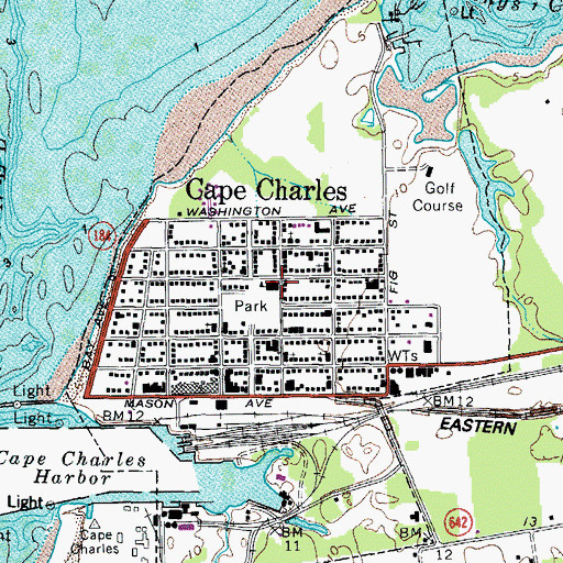 Topographic Map of Cape Charles Elementary School, VA