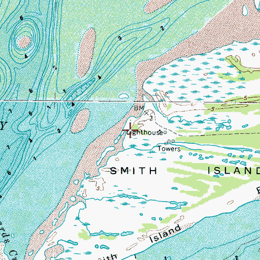 Topographic Map of Cape Charles Lighthouse, VA