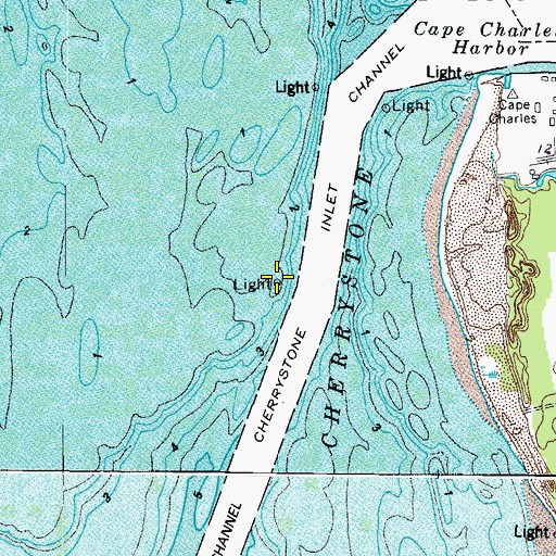 Topographic Map of Cherrystone Bar Light, VA
