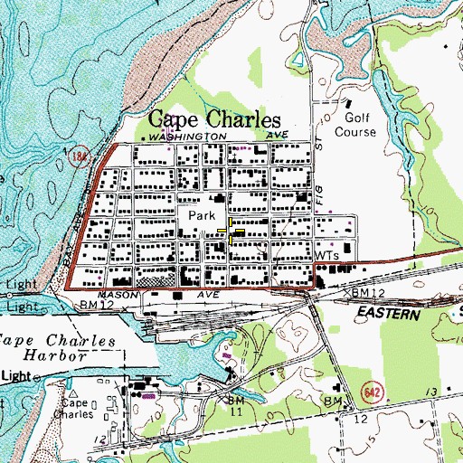 Topographic Map of Northampton Memorial Library, VA
