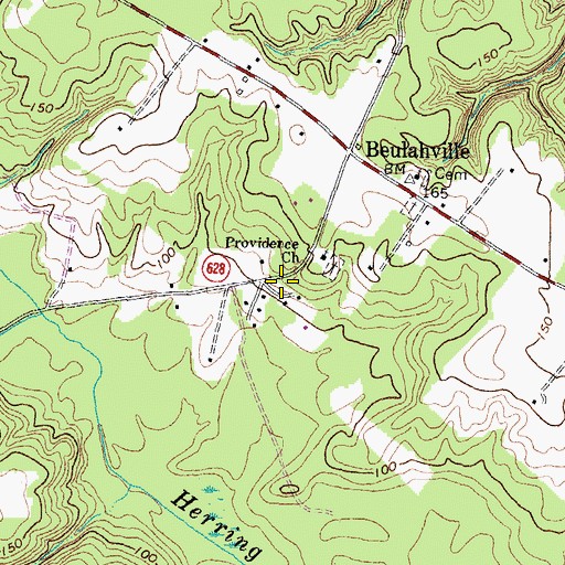 Topographic Map of Beulahville School (historical), VA