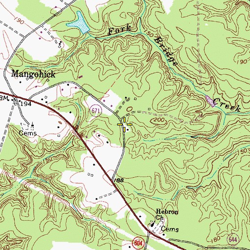 Topographic Map of Mangohick School (historical), VA