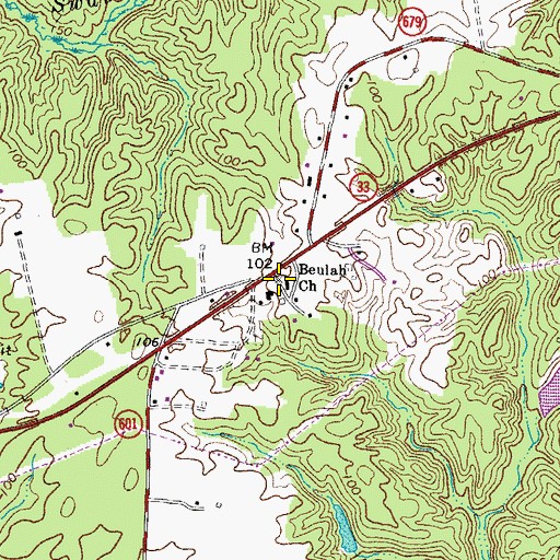 Topographic Map of Beulahland, VA