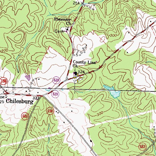 Topographic Map of County Line Baptist Church Cemetery, VA