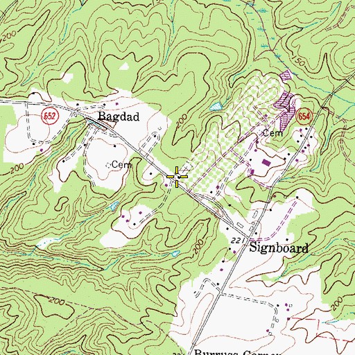 Topographic Map of Second Baptist Church, VA