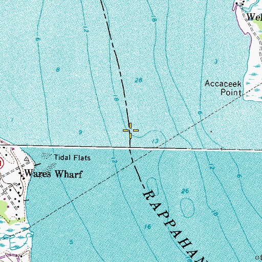 Topographic Map of Wares Ferry (historical), VA