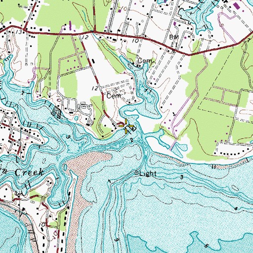 Topographic Map of Jackson Creek Wharf, VA
