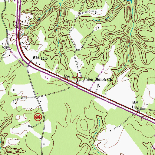 Topographic Map of Union Shiloh Cemetery, VA