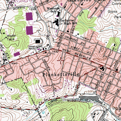 Topographic Map of Chestnut Hill Shopping Center, VA