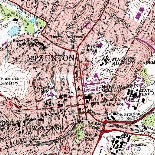 Topographic Map of Stuart Addition Historic District, VA