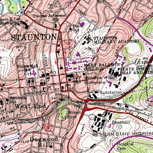 Topographic Map of Temple House of Israel, VA