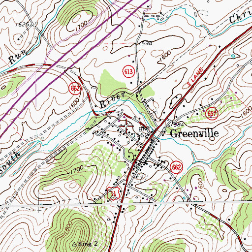 Topographic Map of Greenville Baptist Church, VA