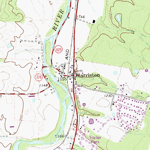 Topographic Map of Harriston, VA