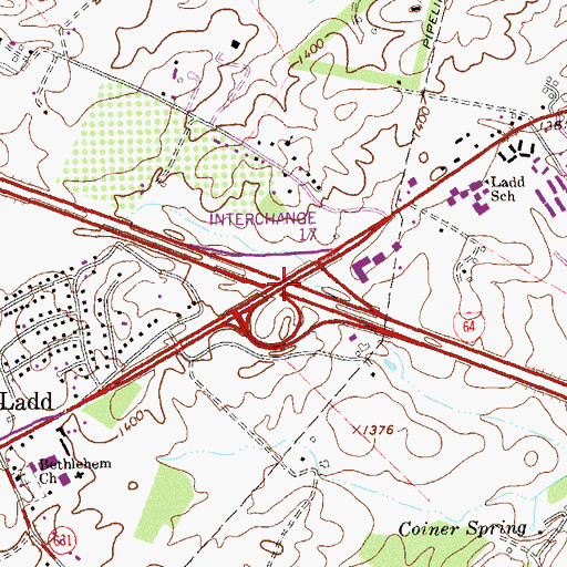 Topographic Map of Interchange 94, VA