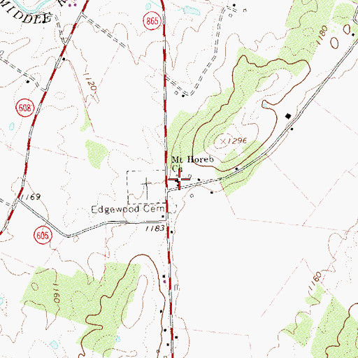 Topographic Map of Mount Horeb School (historical), VA