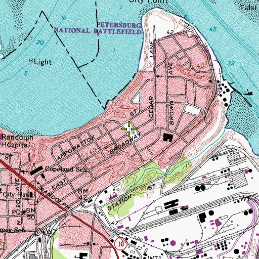 Topographic Map of Fort Abbott Park, VA