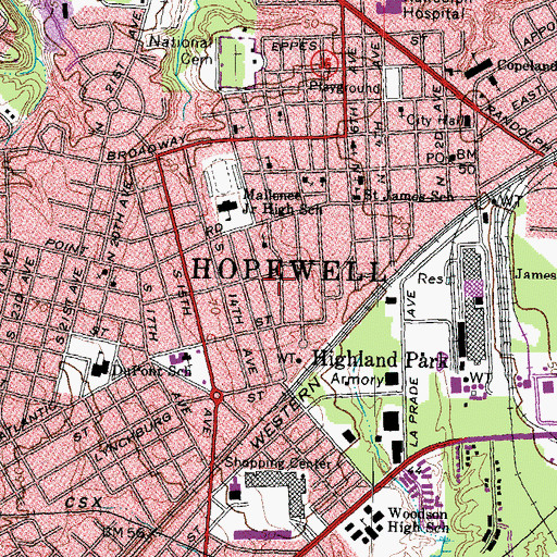 Topographic Map of Hopewell Pentecostal Holiness Church, VA