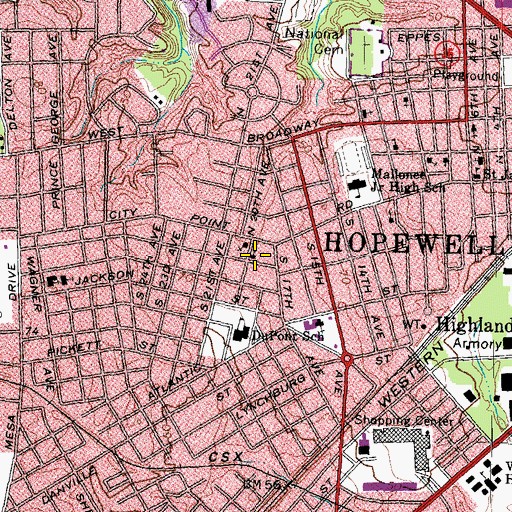 Topographic Map of Nazareth Lutheran Church, VA