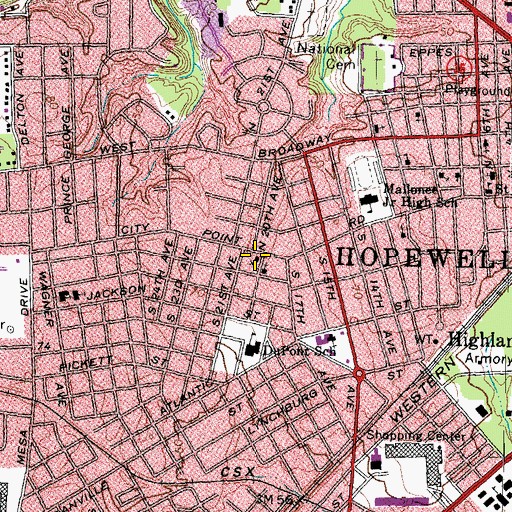 Topographic Map of Pilgrim Holiness Church, VA