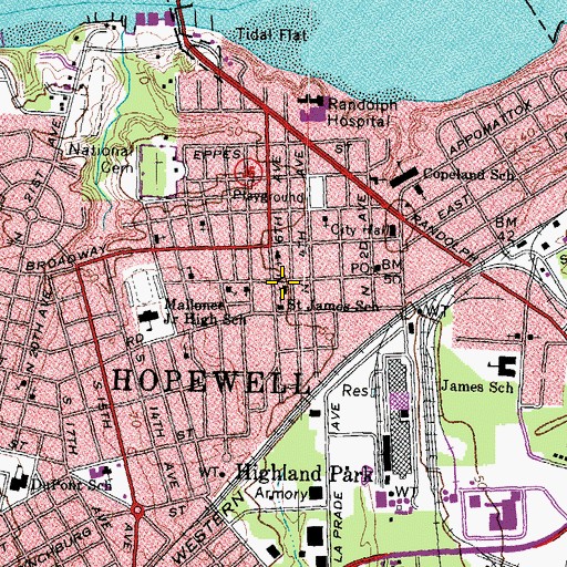 Topographic Map of Saint James Roman Catholic Church, VA