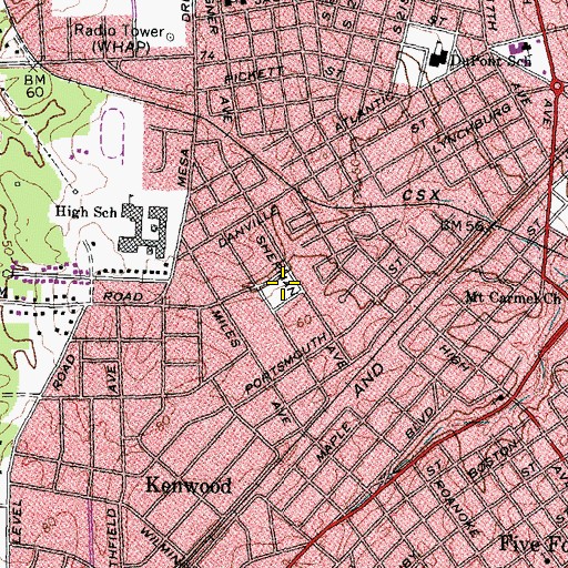 Topographic Map of Westwood Playground, VA