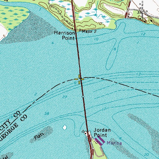 Topographic Map of Benjamin Harrison Memorial Bridge, VA