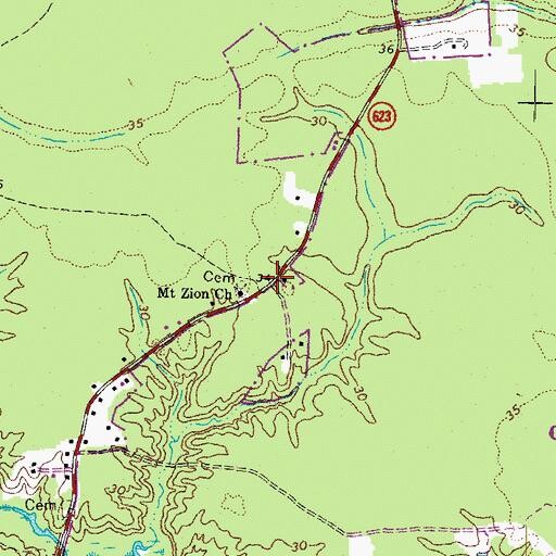 Topographic Map of Walkers Store (historical), VA