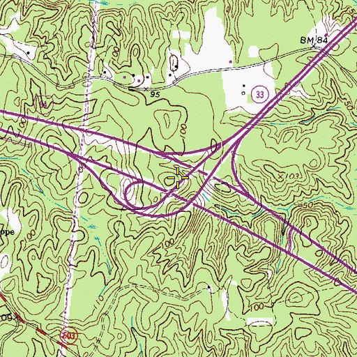 Topographic Map of Interchange 220, VA